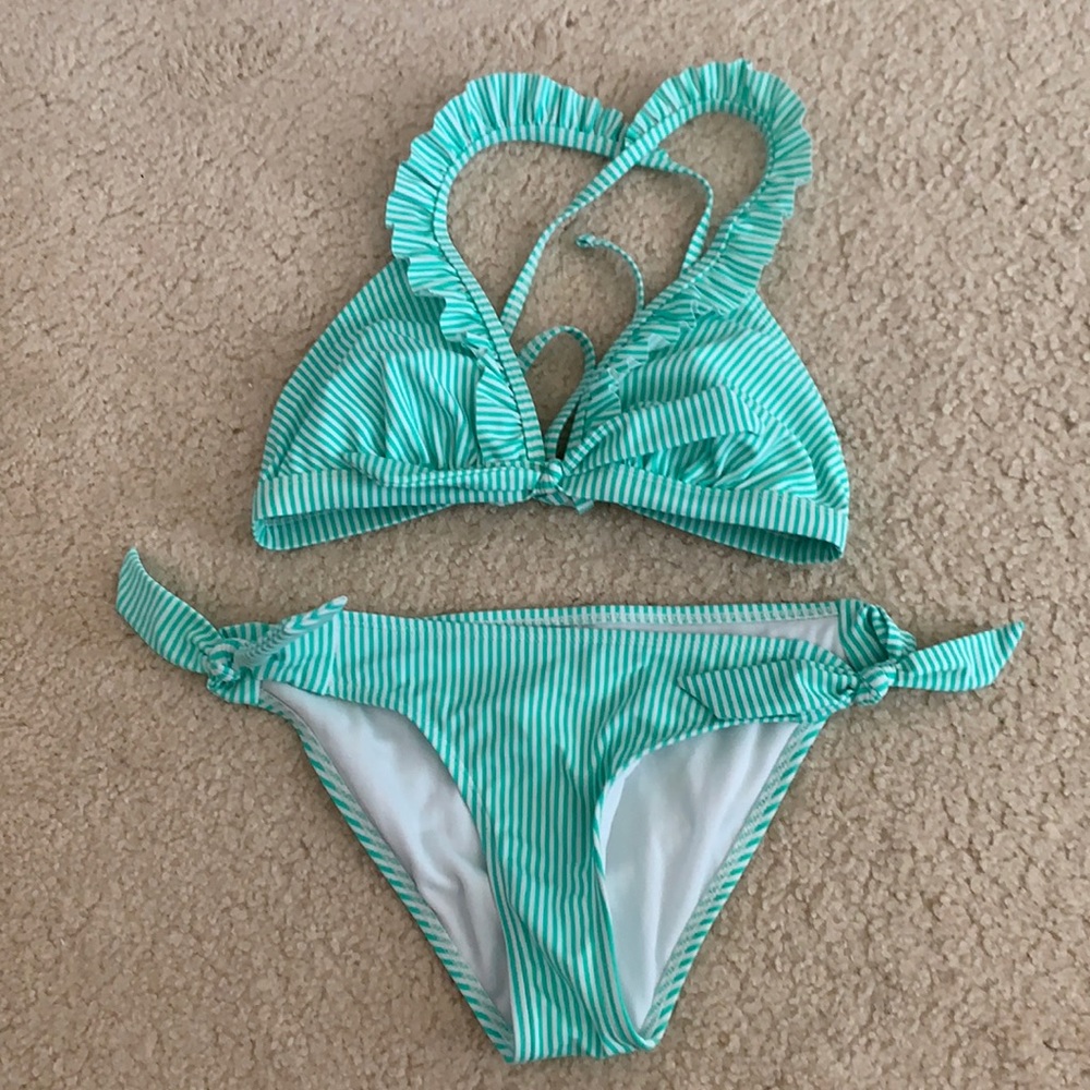 Sea foam green two piece bathing suit